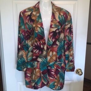 Floral Silk Multicolor Women's Blazer